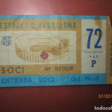 Coleccionismo deportivo: FUTBOL CLUB BARCELONA ENTRADA ANTIGUA SOCIO LOCALITAT DE SOCI GRADA NORTE