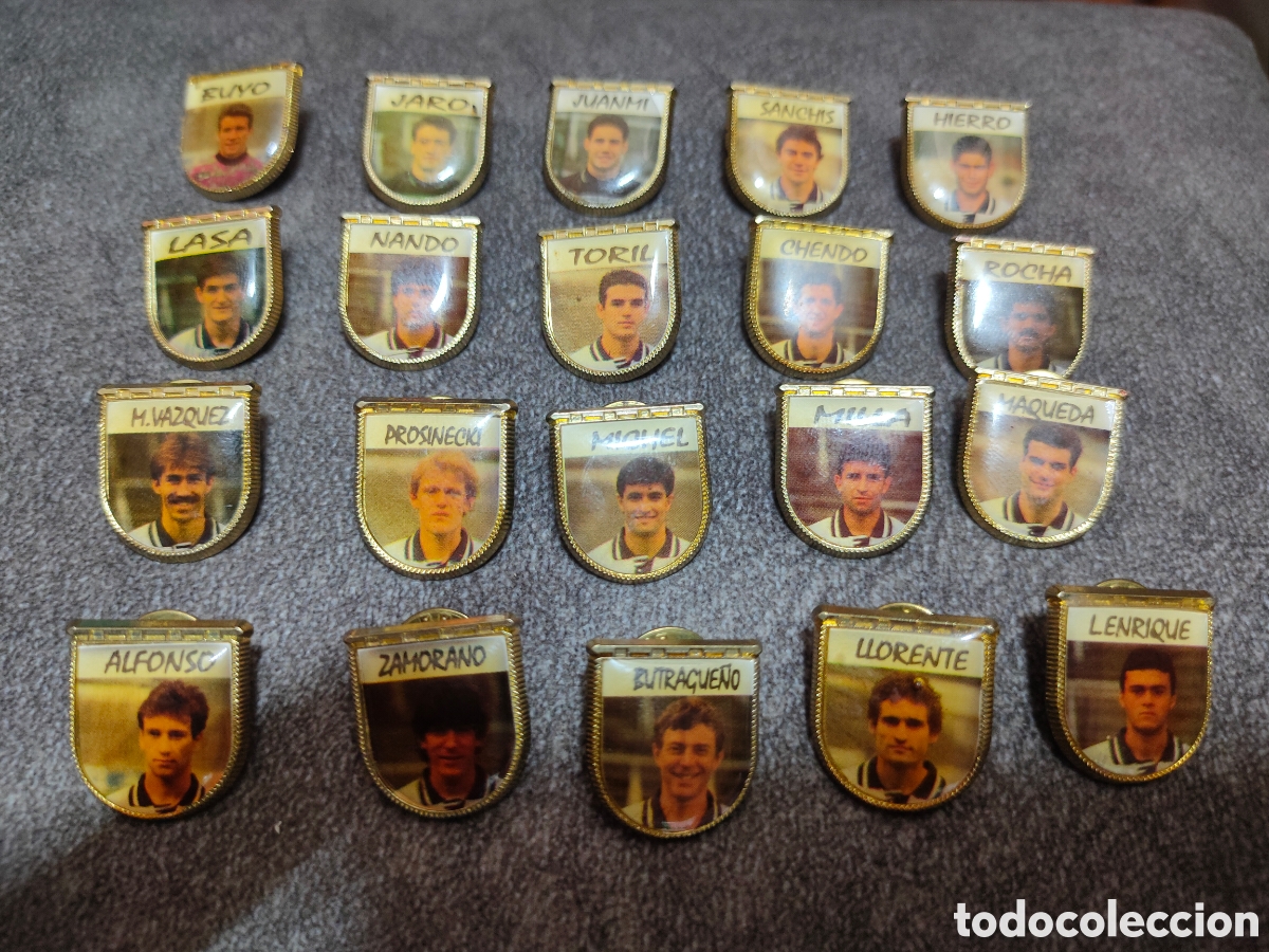 Sports collectibles: COLECCI&Oacute;N COMPLETA 20X PINS JUGADORES REAL MADRID 1993-1994 OFICIAL