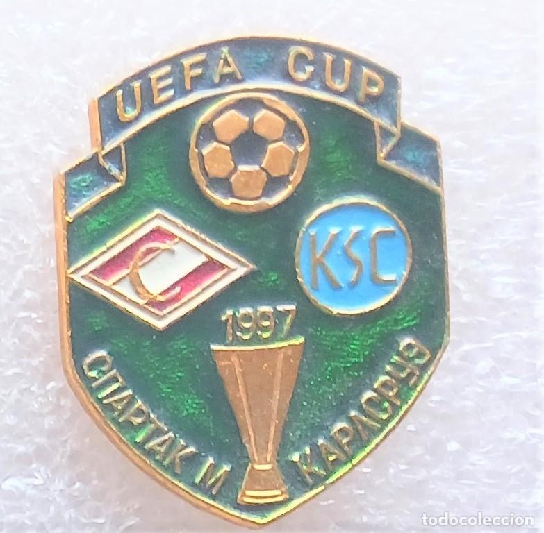 Coleccionismo deportivo: PIN SPARTAK MOSCU MOSKOW &ndash; KARSRUHER SC UEFA CUP 1997 INSIGNIA METAL BADGE DISTINTIVI SPE 41