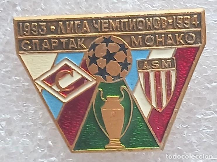Coleccionismo deportivo: PIN SPARTAK MOSCU MOSKOW &ndash; AS MONACO MONTECARLO 1994 INSIGNIA METAL BADGE DISTINTIVI SPE44