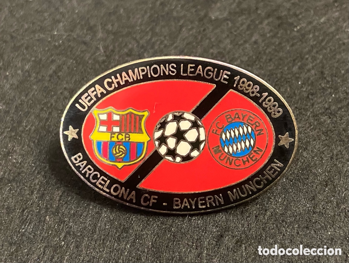 Sammelleidenschaft Sport: FC BARCELONA BAYERN MUNICH CHAMPIONS LEAGUE 1998-1999 98-99 PIN FUTBOL