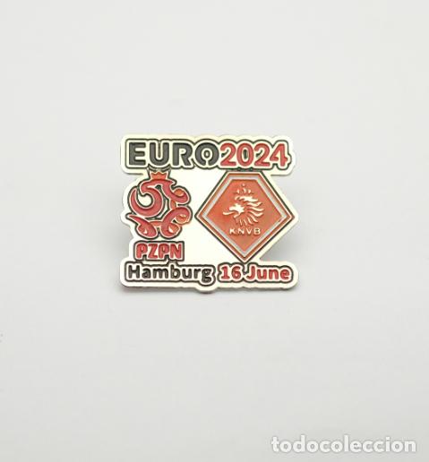 Collezionismo sportivo: Metal pin badge football Germany EURO 2024 Poland - Netherlands