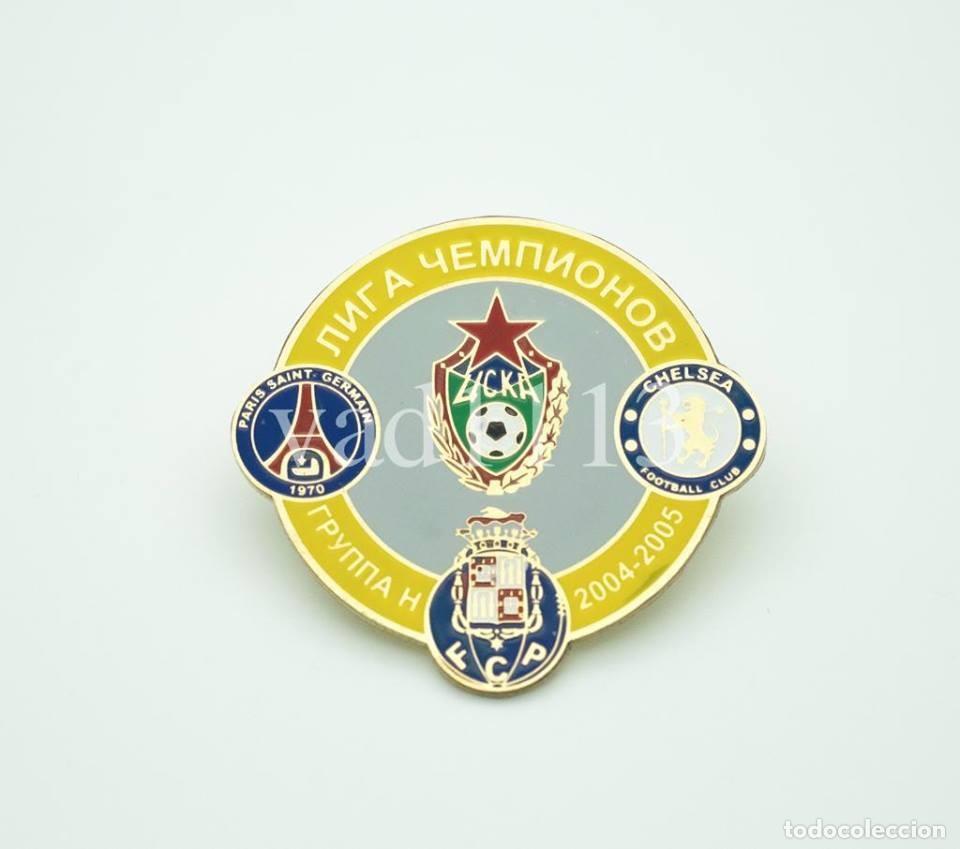 Coleccionismo deportivo: Badge Pin: UEFA Champions League 2004-05 Group H- CSKA Russia, Chelsea FC, Porto,Paris Saint-Germain