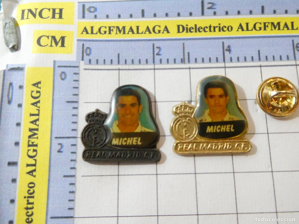 Collezionismo sportivo: 2 PINS DE DEPORTES. F&Uacute;TBOL. REAL MADRID CF. JUGADOR MICHEL GONZ&Aacute;LEZ. TEMPORADA 1994 1995