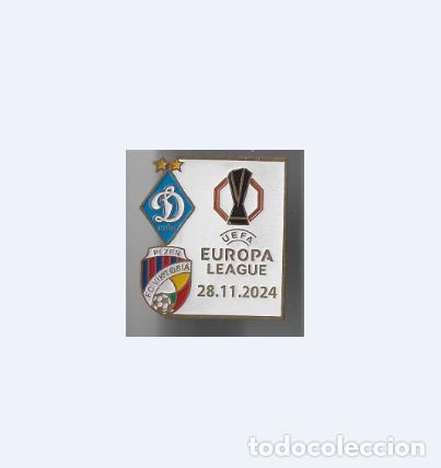Coleccionismo deportivo: Badge Pin: UEFA Europa League 2024-25 FC Dynamo Kyiv Ukraine - FC Viktoria Plzeň Czech Republic