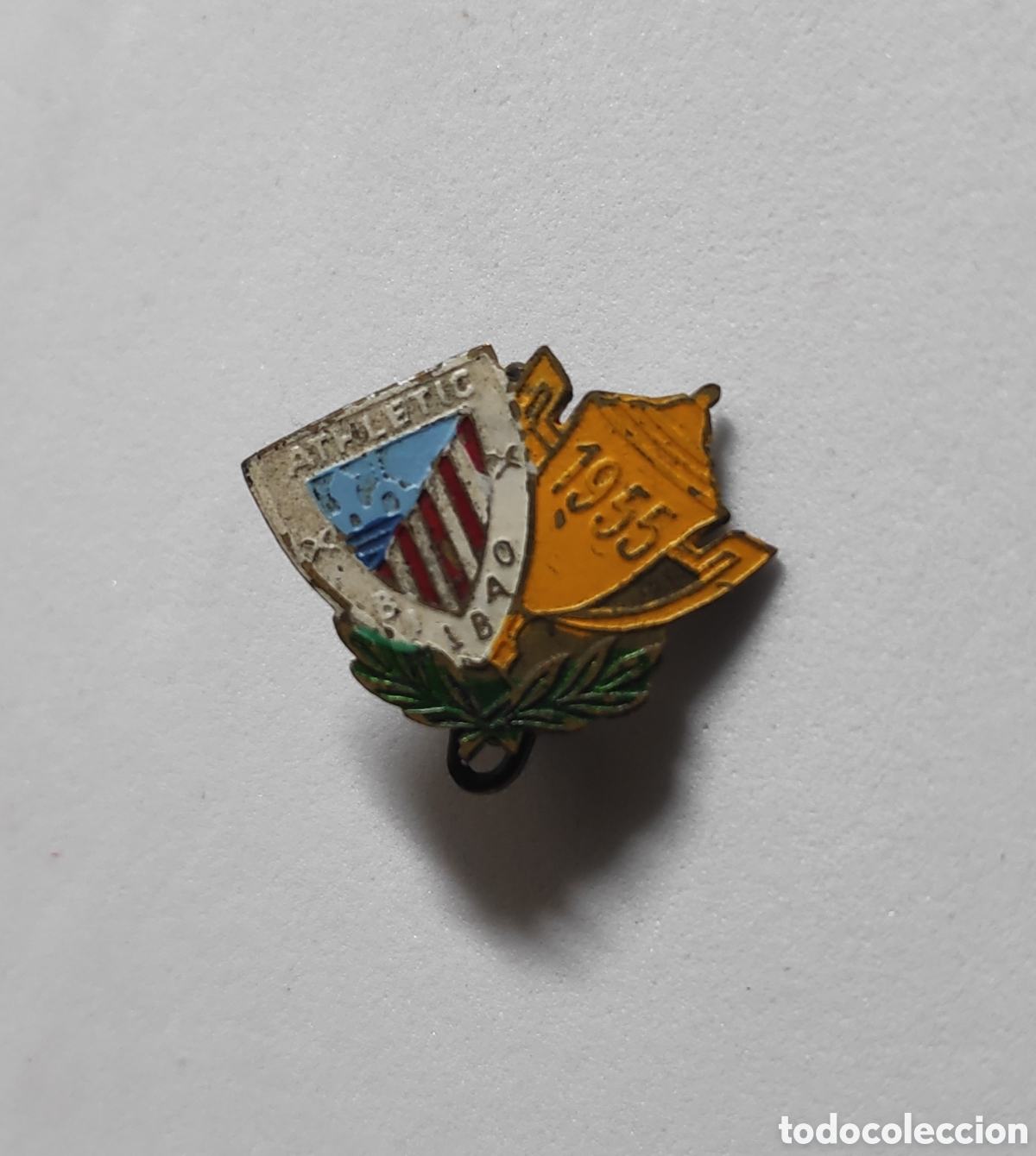 Colecionismo desportivo: Antigua insignia pin de aguja Imperdible futbol Athletic club Bilbao copa del rey 1955 - raro