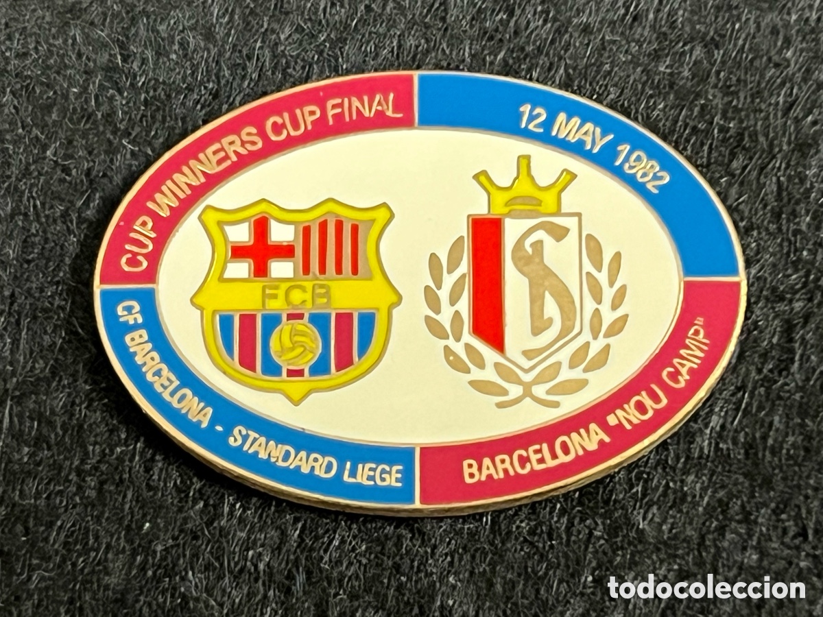 Collezionismo sportivo: PIN FINAL RECOPA DE EUROPA 1981-1982 FC BARCELONA STANDARD DE LIEJA FUTBOL BAR&Ccedil;A INSIGNIA.