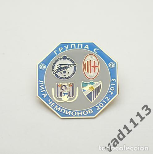 Sammelleidenschaft Sport: Badge Pin: UEFA Champions League Group С 2012-13 : Zenit St. Peterburg, Malaga CF, Milan, Anderlecht