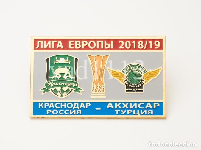 Collezionismo sportivo: Badge Pin: UEFA Europa League 2018-19 FC Krasnodar Russia - &rdquo; Akhisar Belediyespor &rdquo; Turkey