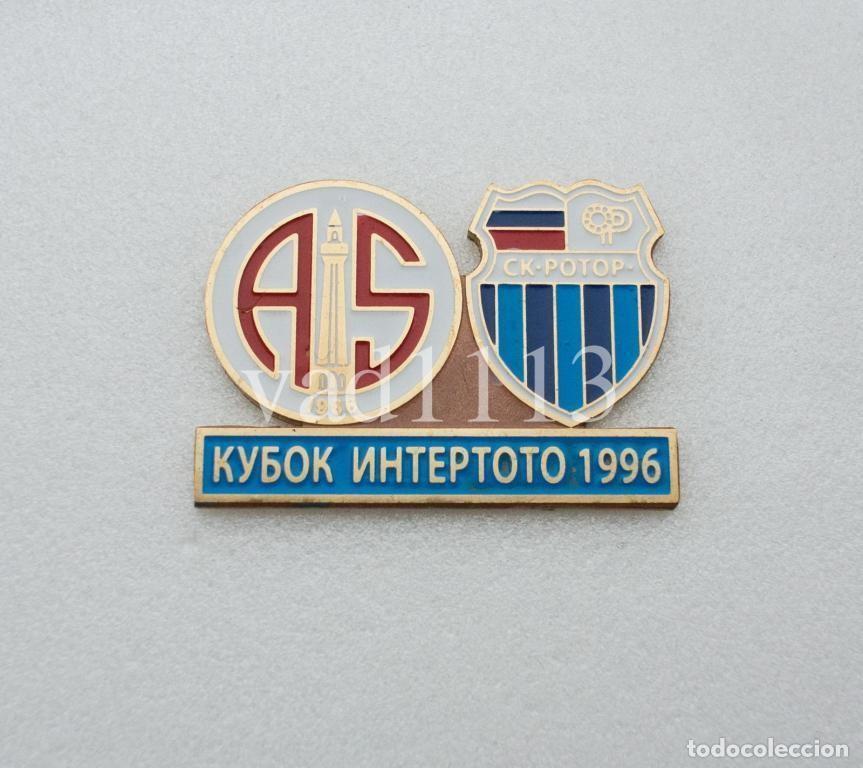 Collezionismo sportivo: Badge Pin: UEFA Intertoto Cup 1996 &rdquo; Antalyaspor &rdquo; Turkey - FC Rotor Volgograd Russia