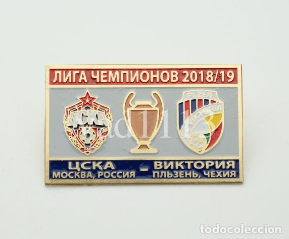Collezionismo sportivo: Badge Pin: UEFA Champions League 2018-19 CSKA Moscow Russia - &rdquo; FC Viktoria Plzen &rdquo; Czech Republic