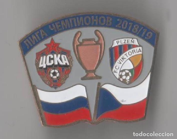 Collezionismo sportivo: Badge Pin: UEFA Champions League 2018-19 CSKA Moscow Russia - &rdquo; FC Viktoria Plzen &rdquo; Czech Republic