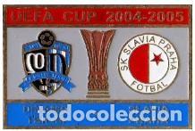 Collezionismo sportivo: Badge Pin: UEFA CUP 2004-05 &rdquo; FC Dinamo Tbilisi &rdquo; Georgia - &rdquo; SK Slavia Praha &rdquo; Czech Republic