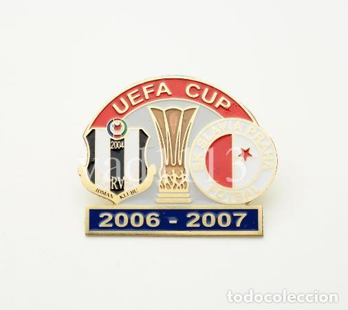 Collezionismo sportivo: Badge Pin: UEFA CUP 2006-07 &rdquo; FK Karvan Evlakh &rdquo; Azerbaijan - &rdquo; SK Slavia Praha &rdquo; Czech Republic