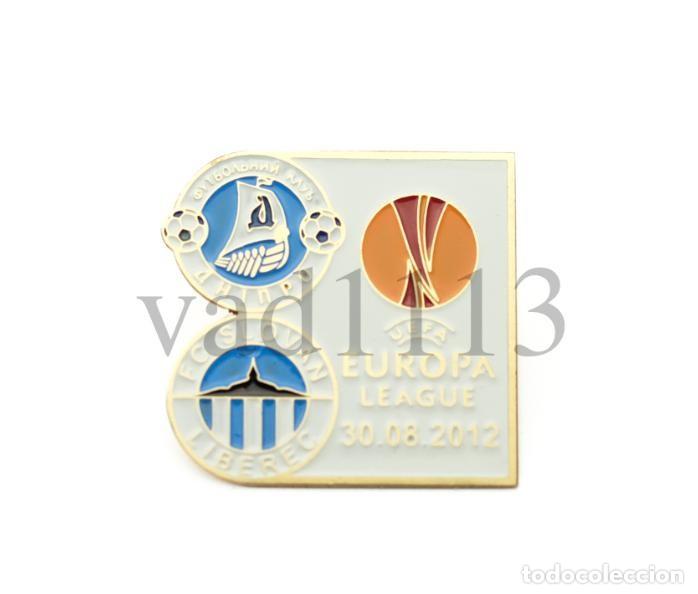Collezionismo sportivo: Badge Pin: UEFA Europa League 2012-13 Dnipro Ukraine - &rdquo; FC Slovan Liberec &rdquo; Czech Republic