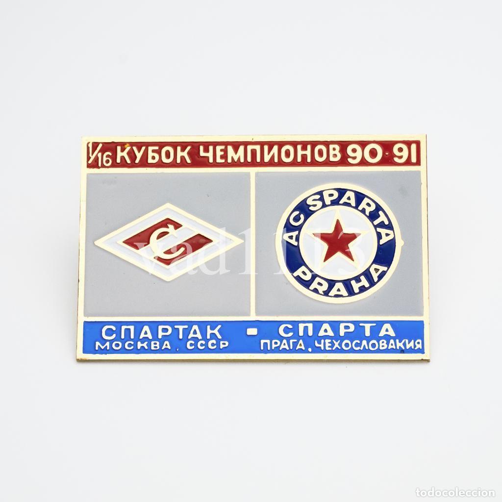 Collezionismo sportivo: Badge Pin: UEFA Champions Cup 1990-91 Spartak Moscow Russia - AC Sparta Praha CSSR