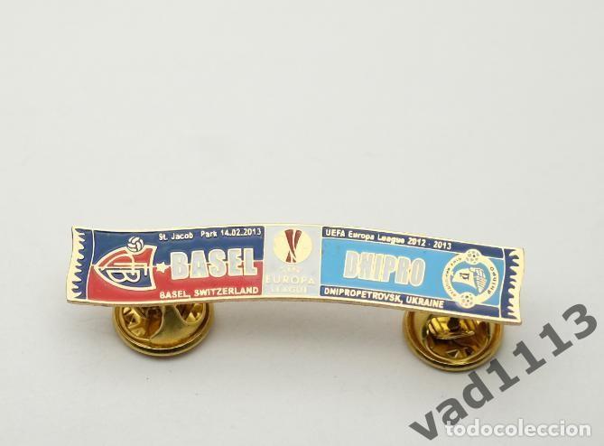 Sammelleidenschaft Sport: Badge Pin: UEFA Europa League 2012-13 &rdquo; FC Basel 1893 &rdquo; Switzerland - Dnipro Ukraine