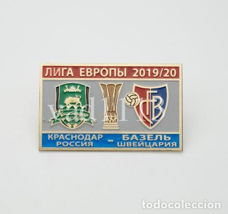 Collezionismo sportivo: Badge Pin: UEFA Europa League 2019-20 FC Krasnodar Russia - &rdquo; FC Basel 1893 &rdquo; Switzerland