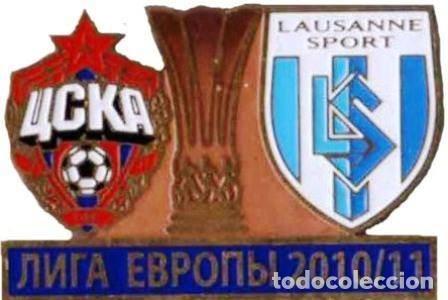 Colecionismo desportivo: Badge Pin: UEFA Europa League 2010-11 CSKA Moscow Russia - &rdquo; FC Lausanne-Sport &rdquo; Switzerland
