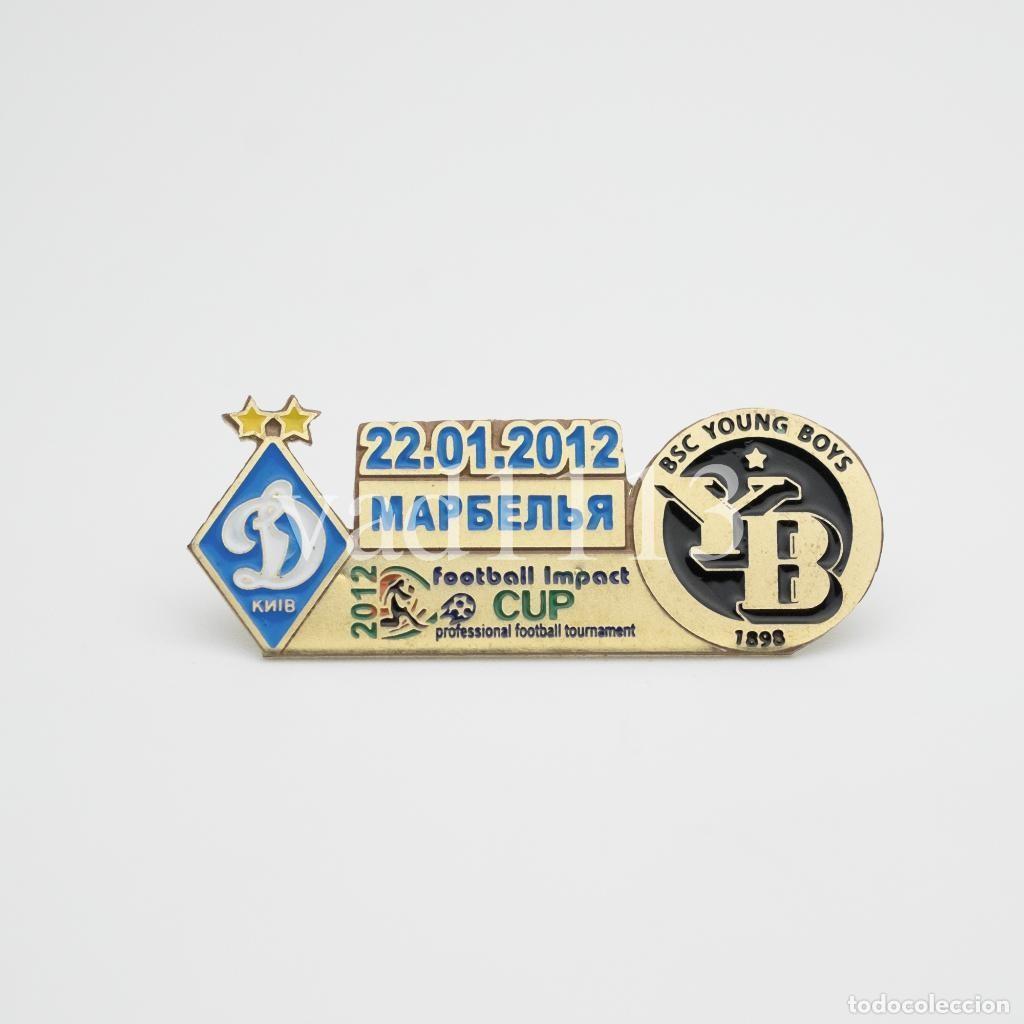 Sammelleidenschaft Sport: Badge Pin: friendly match 2012 FC Dynamo Kyiv Ukraine - &rdquo; BSC Young Boys &rdquo; Switzerland