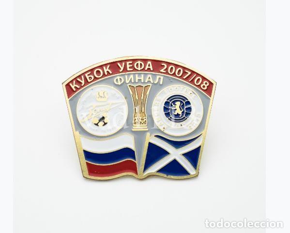 Collezionismo sportivo: Badge Pin: UEFA Europa League 2007-08 &rdquo; Rangers FC Glasgow &rdquo; Scotland - &rdquo; SV Werder Bremen &rdquo; Germany
