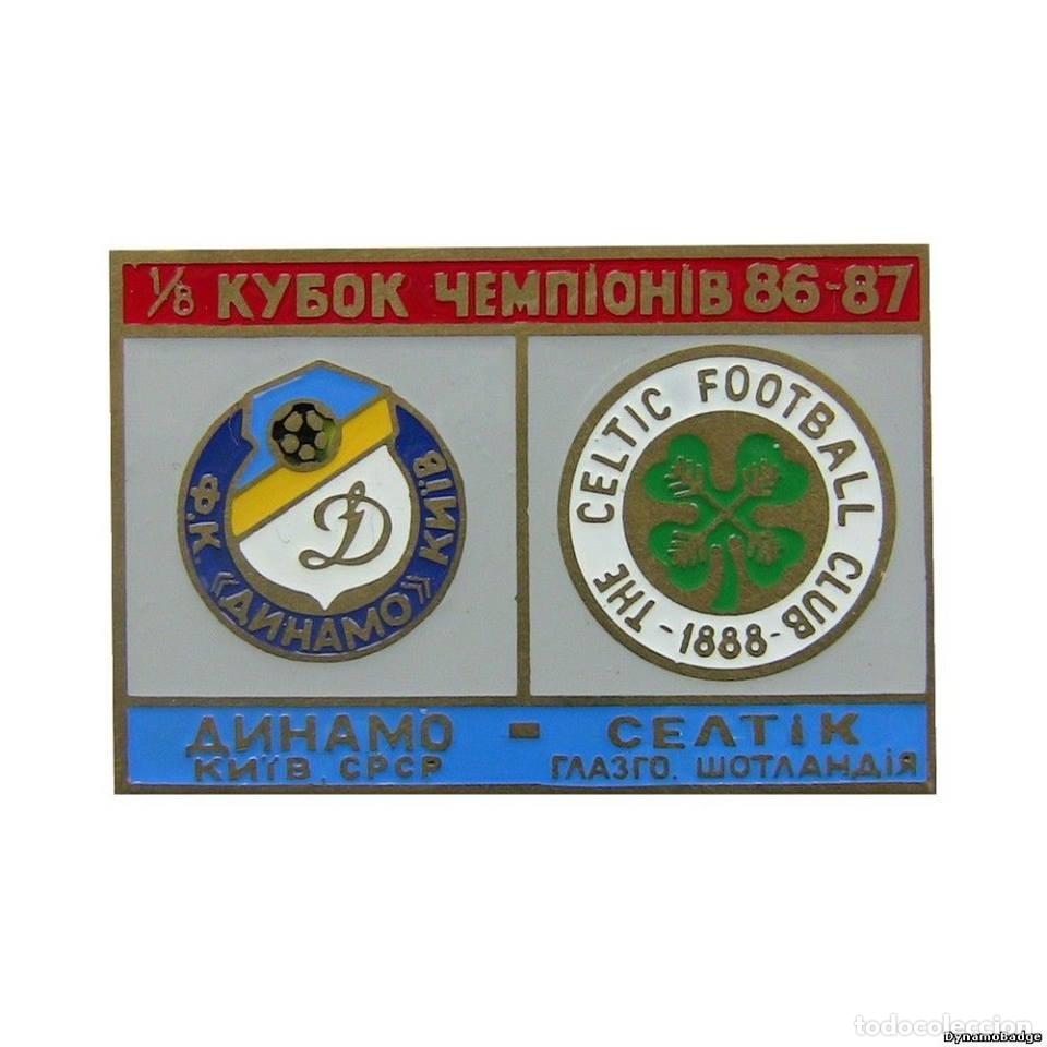 Collezionismo sportivo: Badge Pin: European Champion Clubs' Cup 1986-87 Dynamo Kyiv Ukraine - &rdquo; Celtic FC &rdquo; Scotland