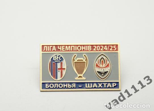 Sammelleidenschaft Sport: Football pin Bologna FC 1909 Italy - FC Shakhtar Donetsk Ukraine 2024-25 Champions League.