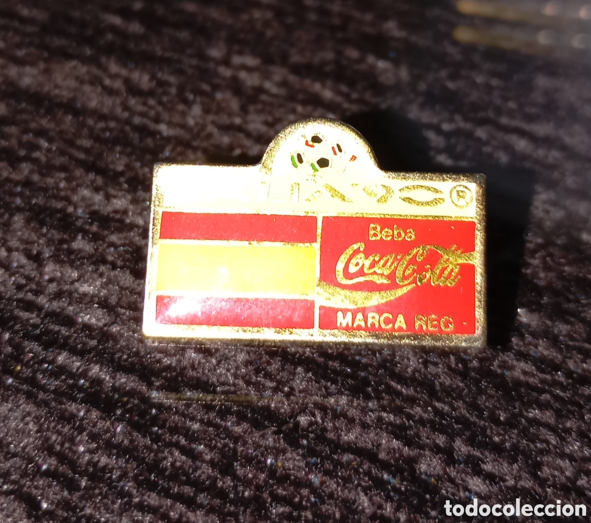 Colecionismo desportivo: Pin Coca Cola Italia 90. Bandera Espa&ntilde;a.