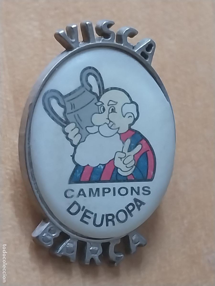 Collectionnisme sportif: AVI BAR&Ccedil;A ABUELO BARBUDO BARCELONA VISCA FUTBOL COPA MANO GOTA PIN PINCHO 3CMS ALTO