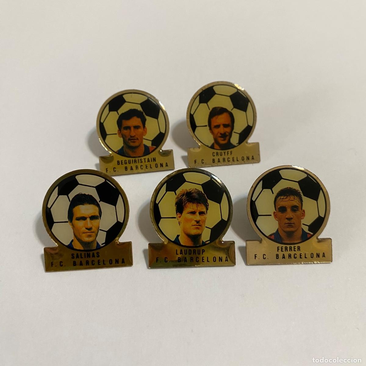 Collezionismo sportivo: Pins Bar&ccedil;a club f.c Barcelona jugadores Laudrup-Ferrer-Salinas-Cruyff-Beguiristain-txiqui pin