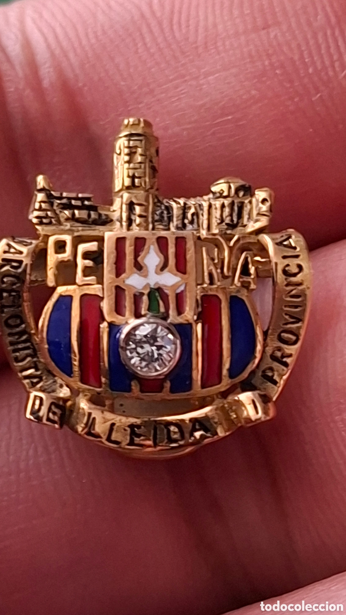 Sammelleidenschaft Sport: Futbol Pin en oro brillante y Esmalte Penya barcelonista de LLeida y prov 4,9g