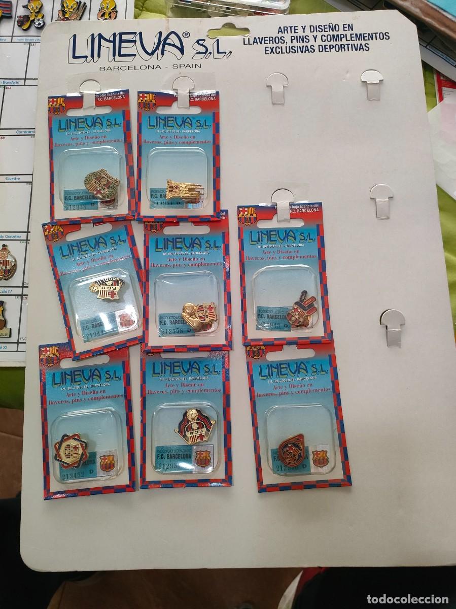 Colecionismo desportivo: CART&Oacute;N PINS FC BARCELONA OFICIALES NUEVOS EN SUS BLISTERS. TOTAL 8 PINS DIFERENTES-A&Ntilde;OS 90