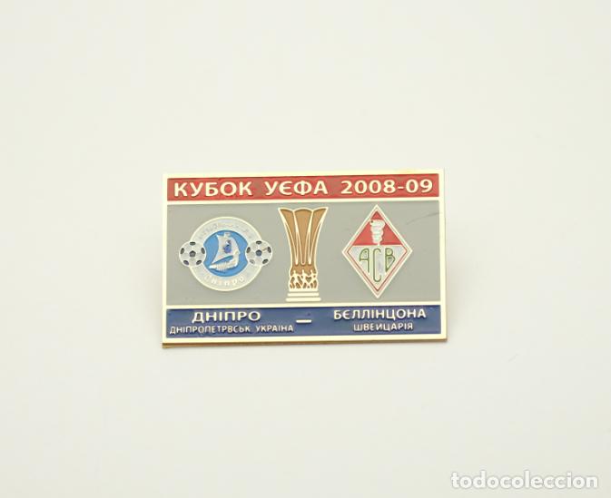 Sammelleidenschaft Sport: Badge Pin: UEFA Cup 2008-09 Dnipro Ukraine - &rdquo; Associazione Calcio Bellinzona &rdquo; Switzerland