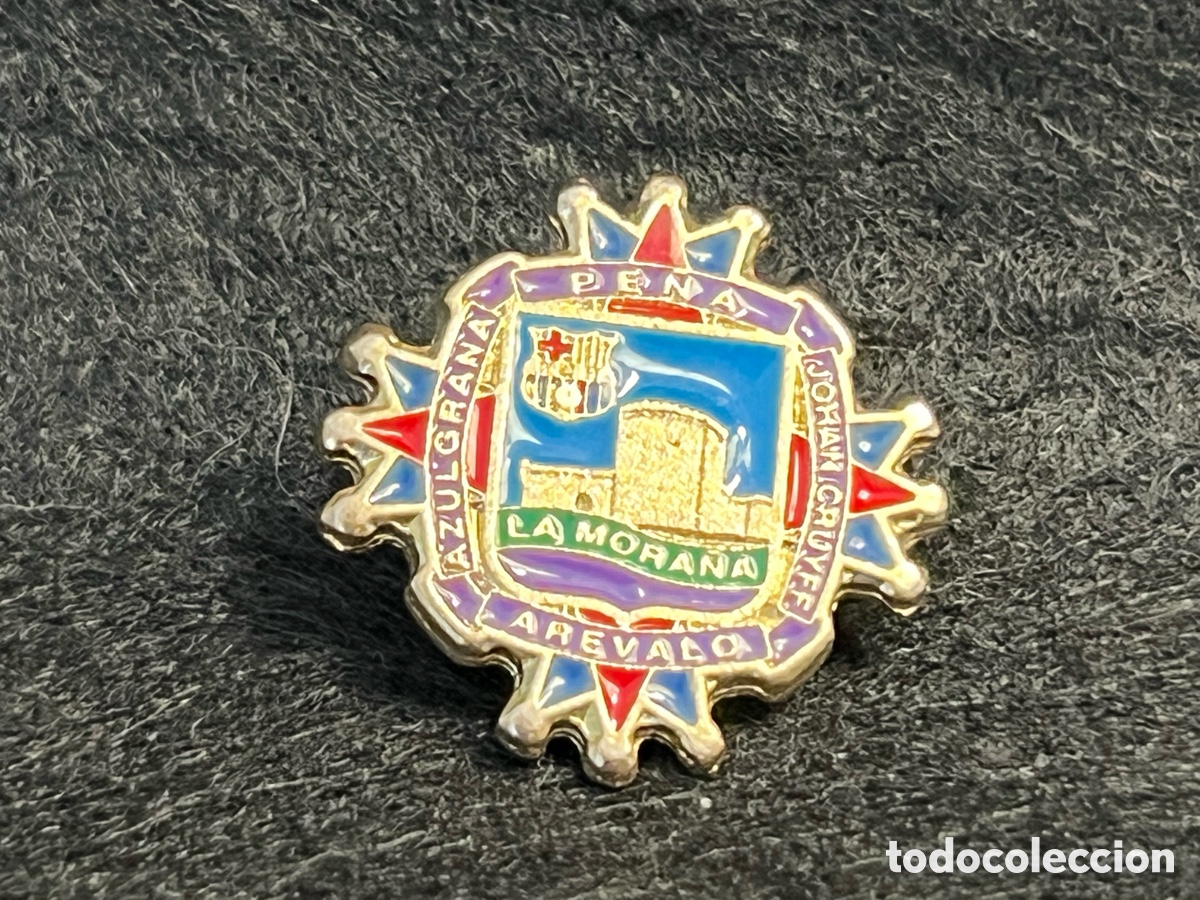 Coleccionismo deportivo: PIN PB PE&Ntilde;A AZULGRANA BARCELONISTA LA MORA&Ntilde;A AR&Eacute;VALO &Aacute;VILA JOHAN CRUYFF PENYA FC BARCELONA BAR&Ccedil;A.
