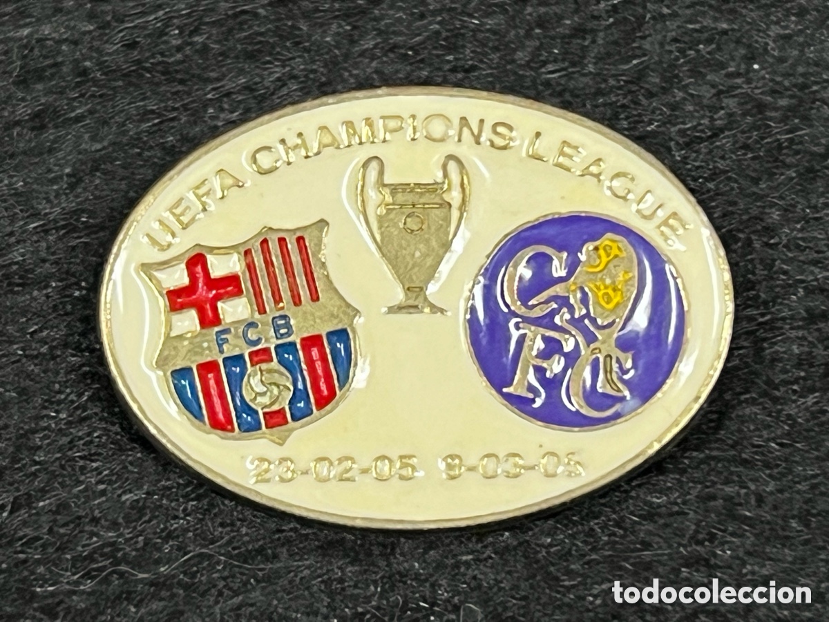 Coleccionismo deportivo: FC BARCELONA CHELSEA FC OCTAVOS FINAL CHAMPIONS LEAGUE 2004-2005 PIN INSIGNIA BAR&Ccedil;A FUTBOL.