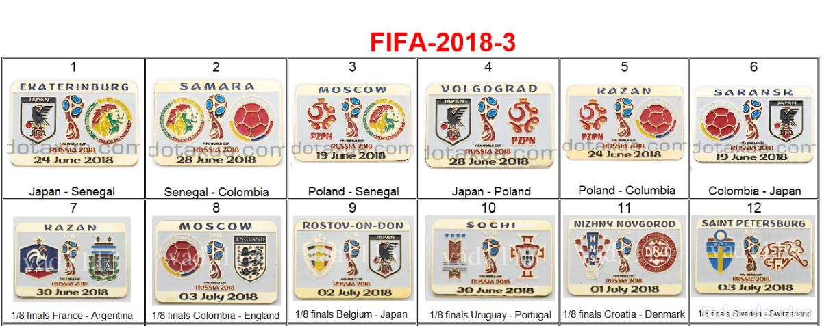 Coleccionismo deportivo: Metal pin badge FIFA - football Russia World Cup 2018 part 3 /large set/. Sale by piece.
