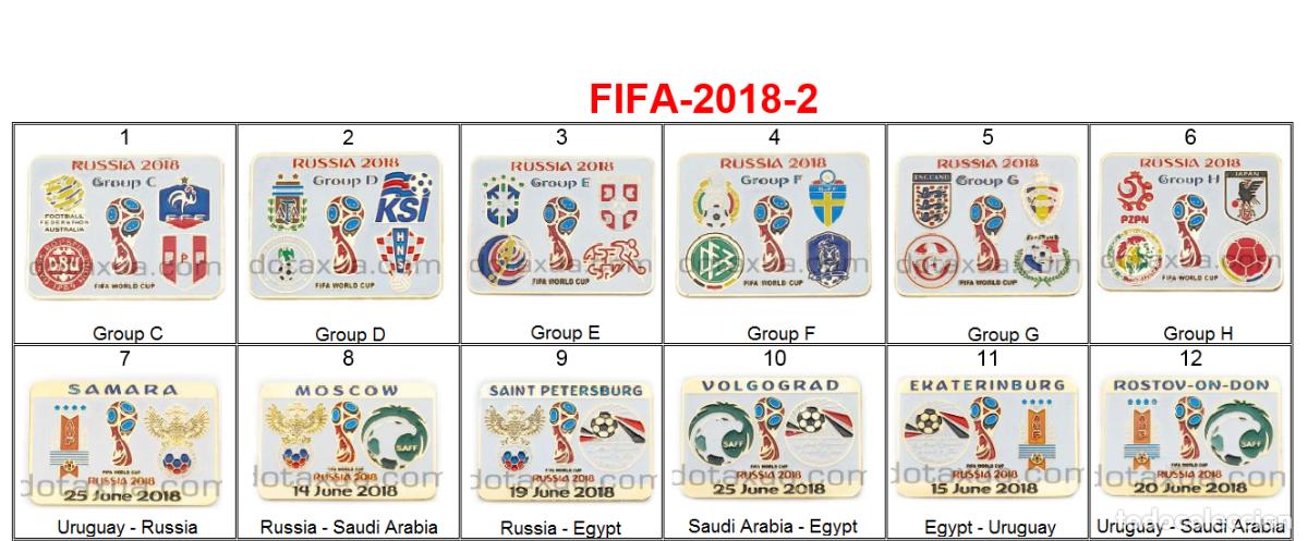 Coleccionismo deportivo: Metal pin badge FIFA - football Russia World Cup 2018 part 2 /large set/. Sale by piece.