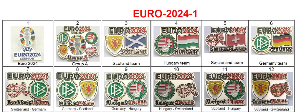 Coleccionismo deportivo: Metal pin badge football Germany EURO 2024 part 1 / large set /.