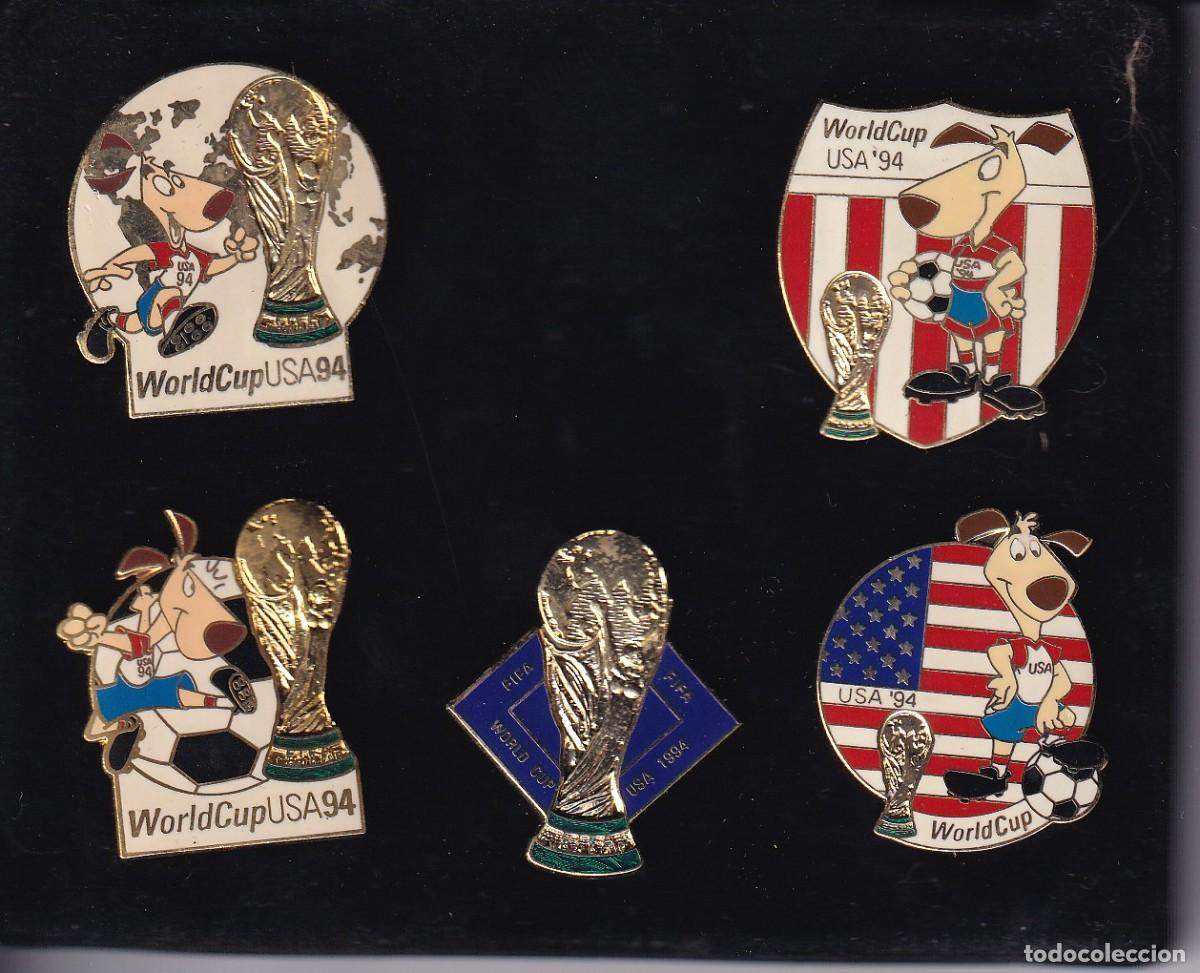 Coleccionismo deportivo: ESTUCHE CON 5 PINS ESMALTADOS DE WORLDCUP USA 94 (CAMPEONATO MUNDIAL FUTBOL 1994- FOOTBALL)