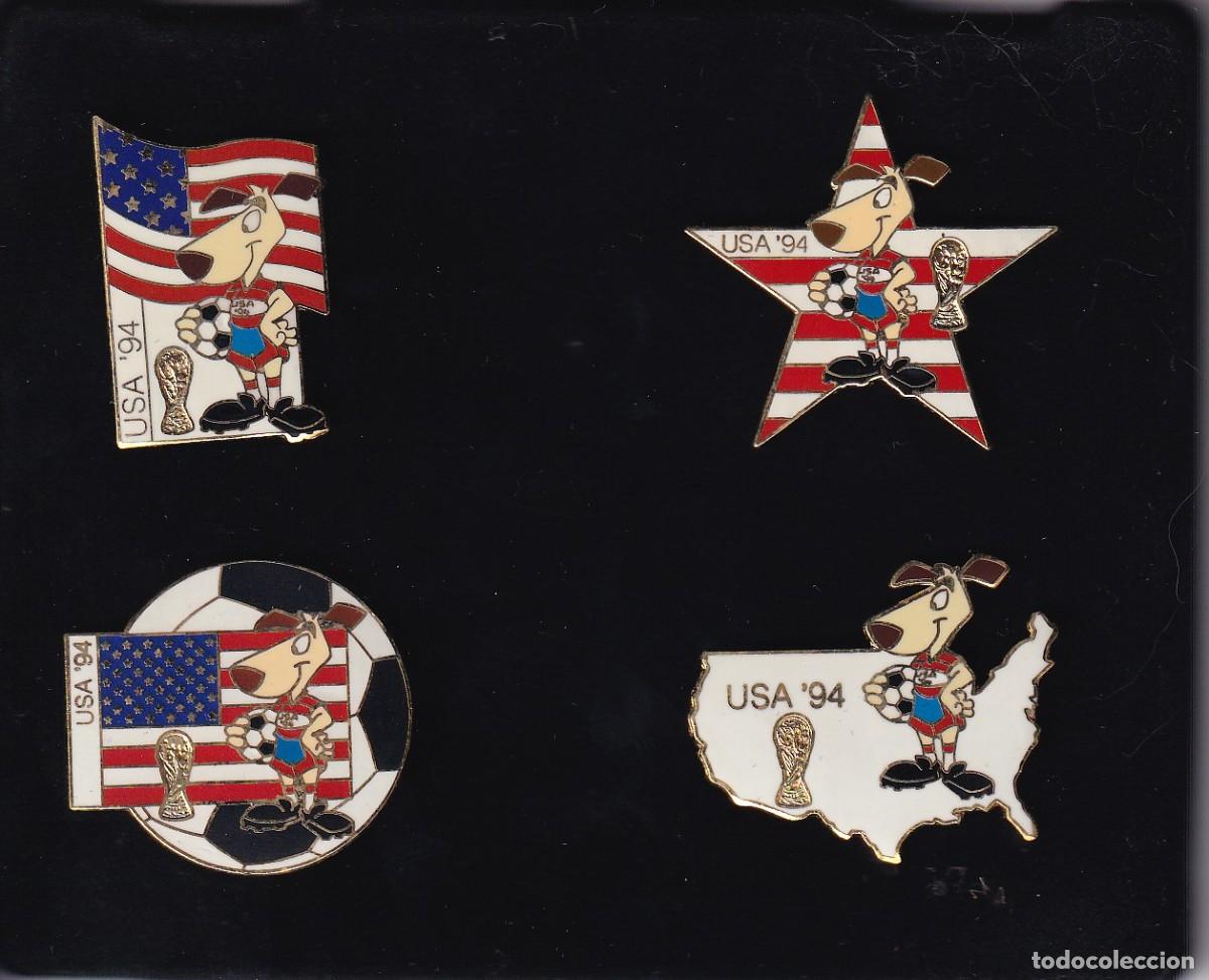 Coleccionismo deportivo: ESTUCHE CON 4 PINS ESMALTADOS DE WORLDCUP USA 94 (CAMPEONATO MUNDIAL FUTBOL 1994- FOOTBALL)