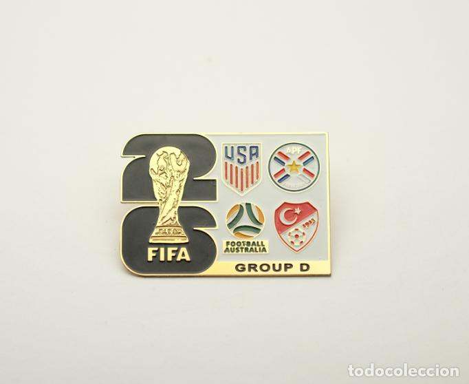 Coleccionismo deportivo: Metal badge football 2026 FIFA World Cup group D - USA, Paraguay, Turkey, Australia