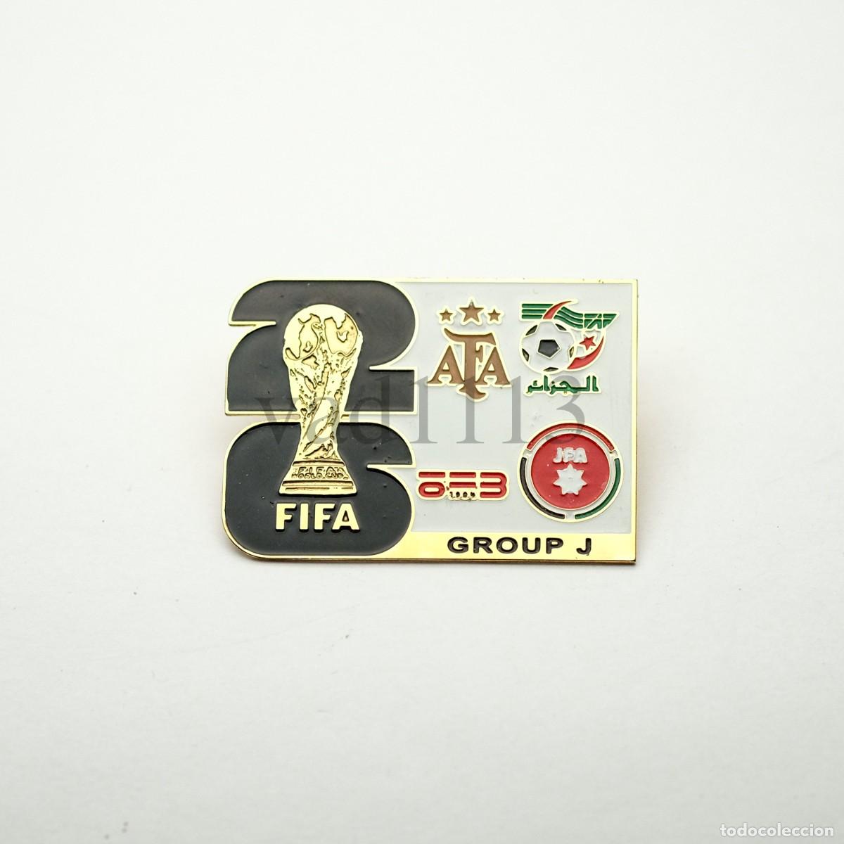 Coleccionismo deportivo: Metal badge football 2026 FIFA World Cup group J : Argentina, Austria, Algeria, Jordan.