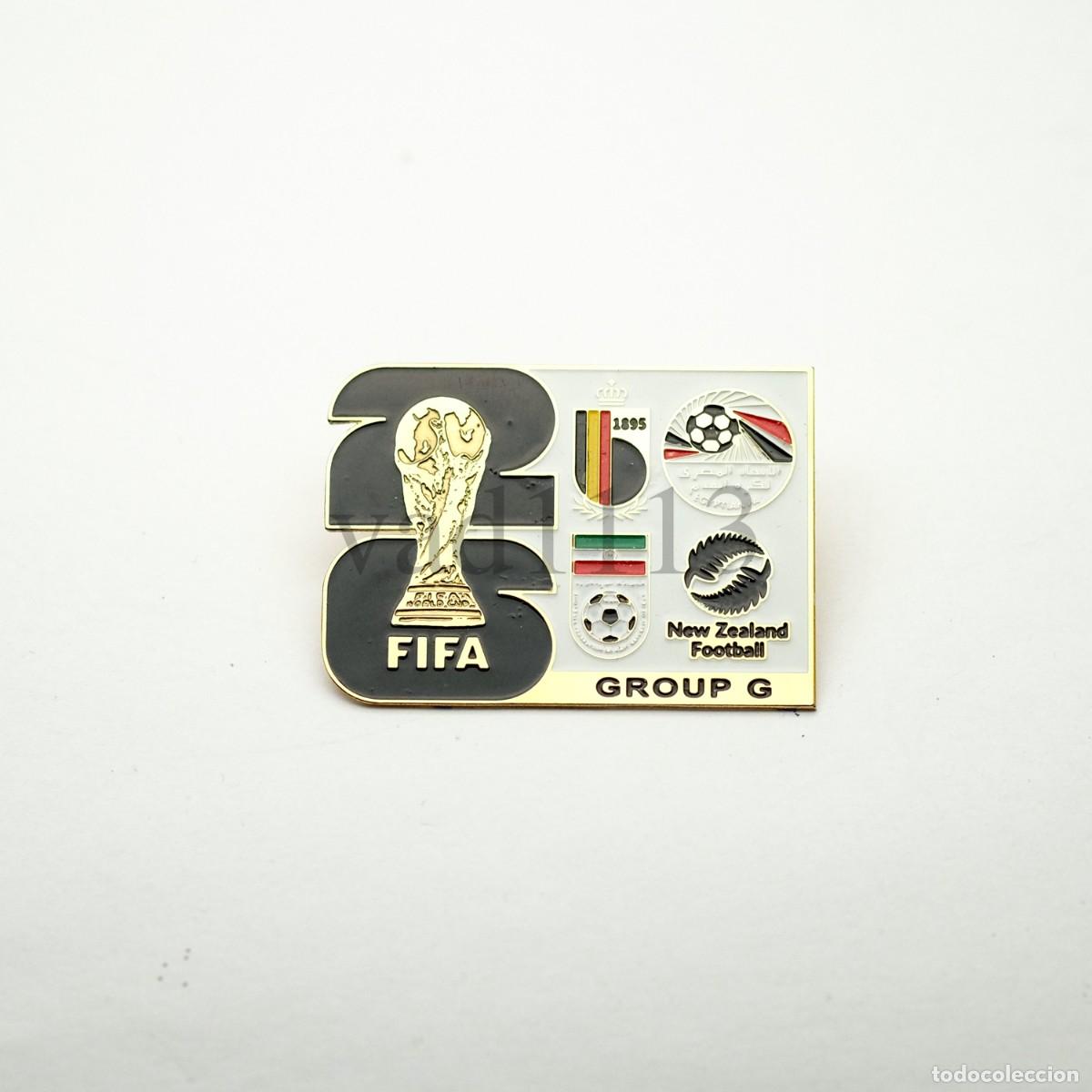 Coleccionismo deportivo: Metal badge football 2026 FIFA World Cup group G : Бельгия, Египет, Иран, Новая Зеландия.
