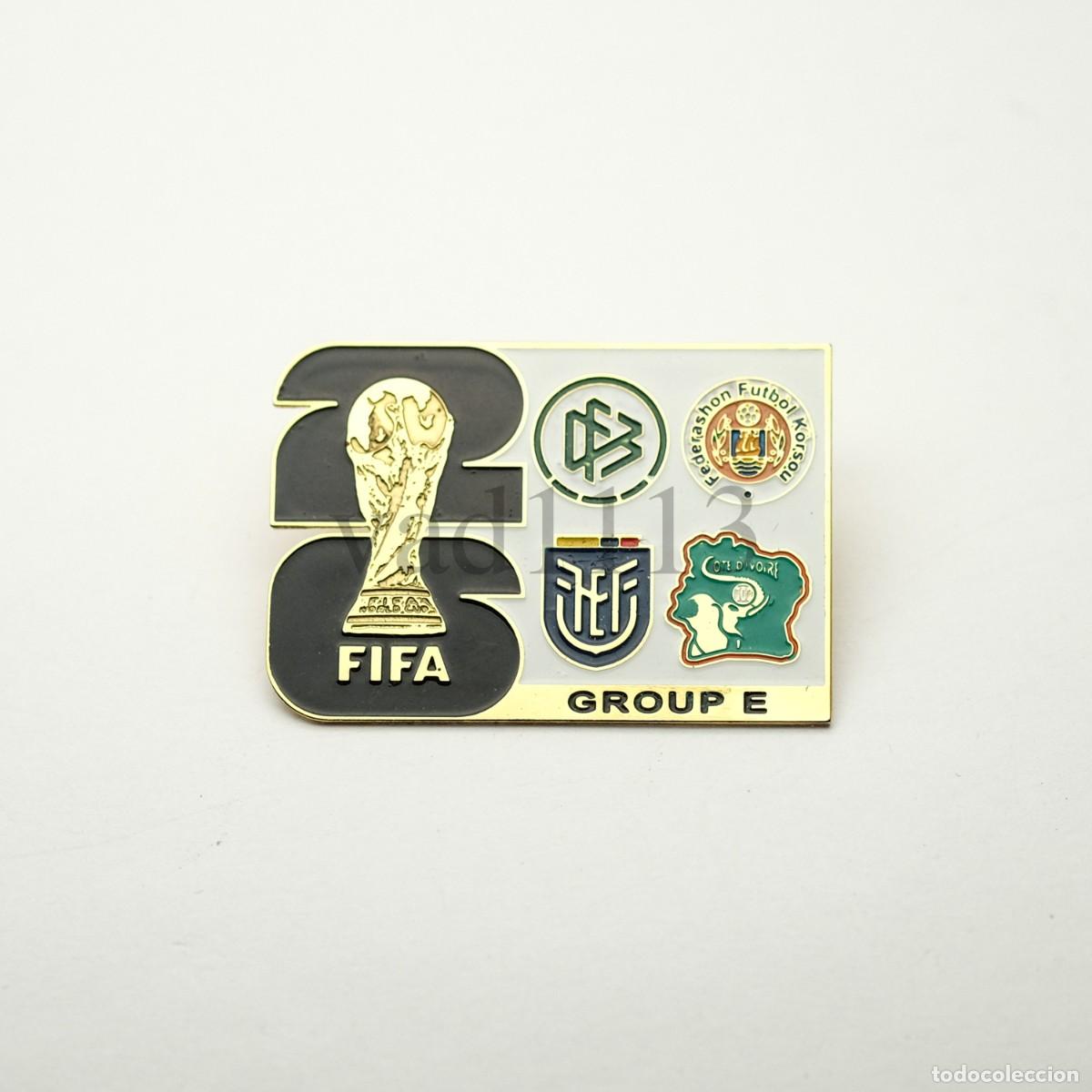 Coleccionismo deportivo: Metal badge football 2026 FIFA World Cup group E : Germany, Ivory Coast, Ecuador, Curacao.