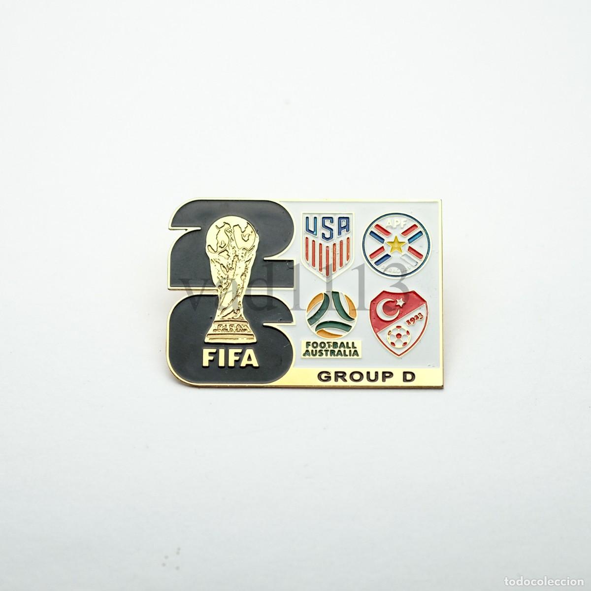 Coleccionismo deportivo: Metal badge football 2026 FIFA World Cup group D : USA, Australia, Paraguay, Turkey.