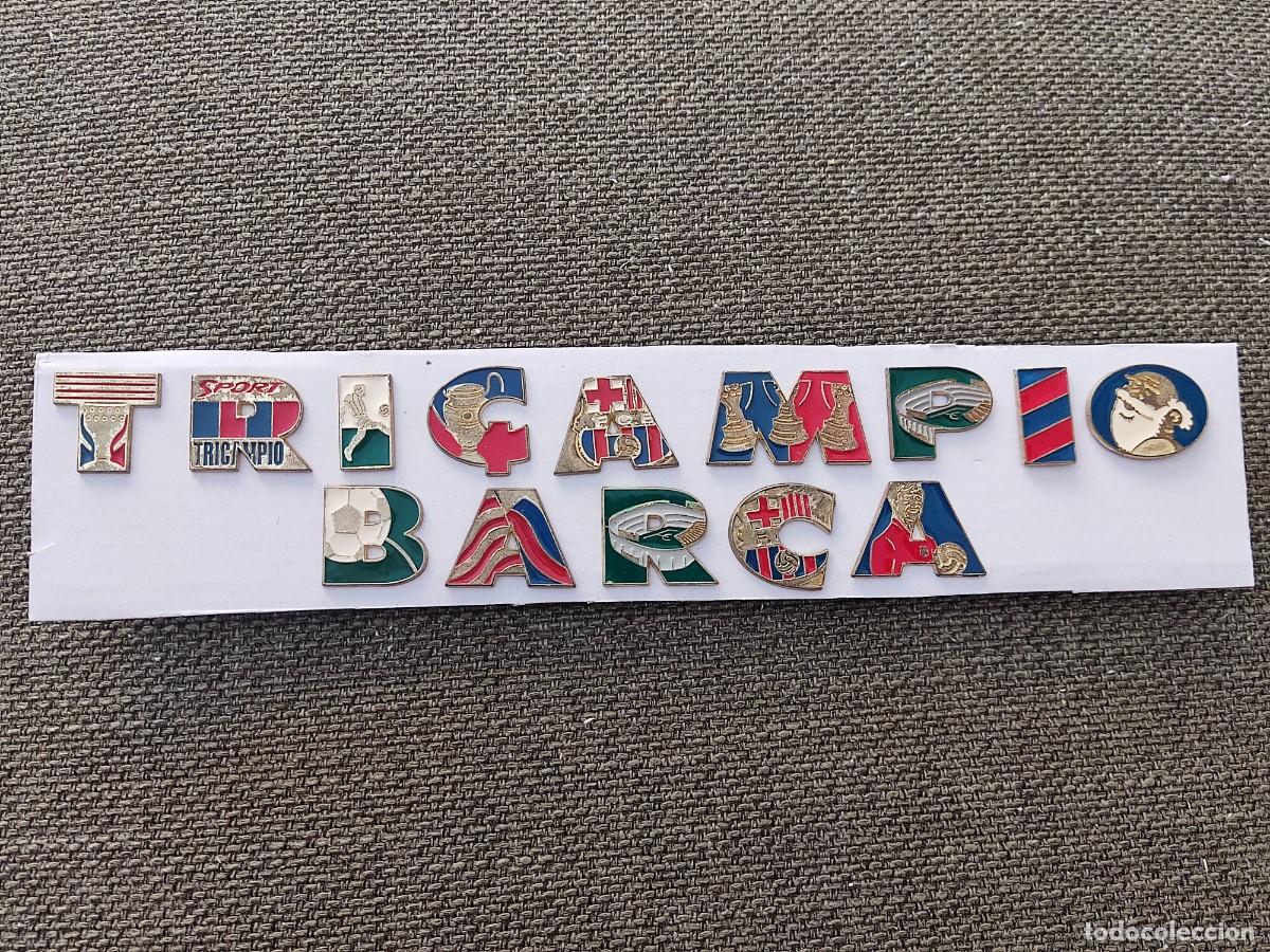 Coleccionismo deportivo: LOTE DE 14 PINS LETRAS (TRICAMPIO / BAR&Ccedil;A)