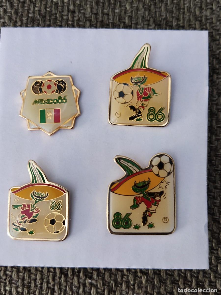 Coleccionismo deportivo: LOTE DE 4 PINS DEL MUNDIAL FUTBOL MEXICO 86