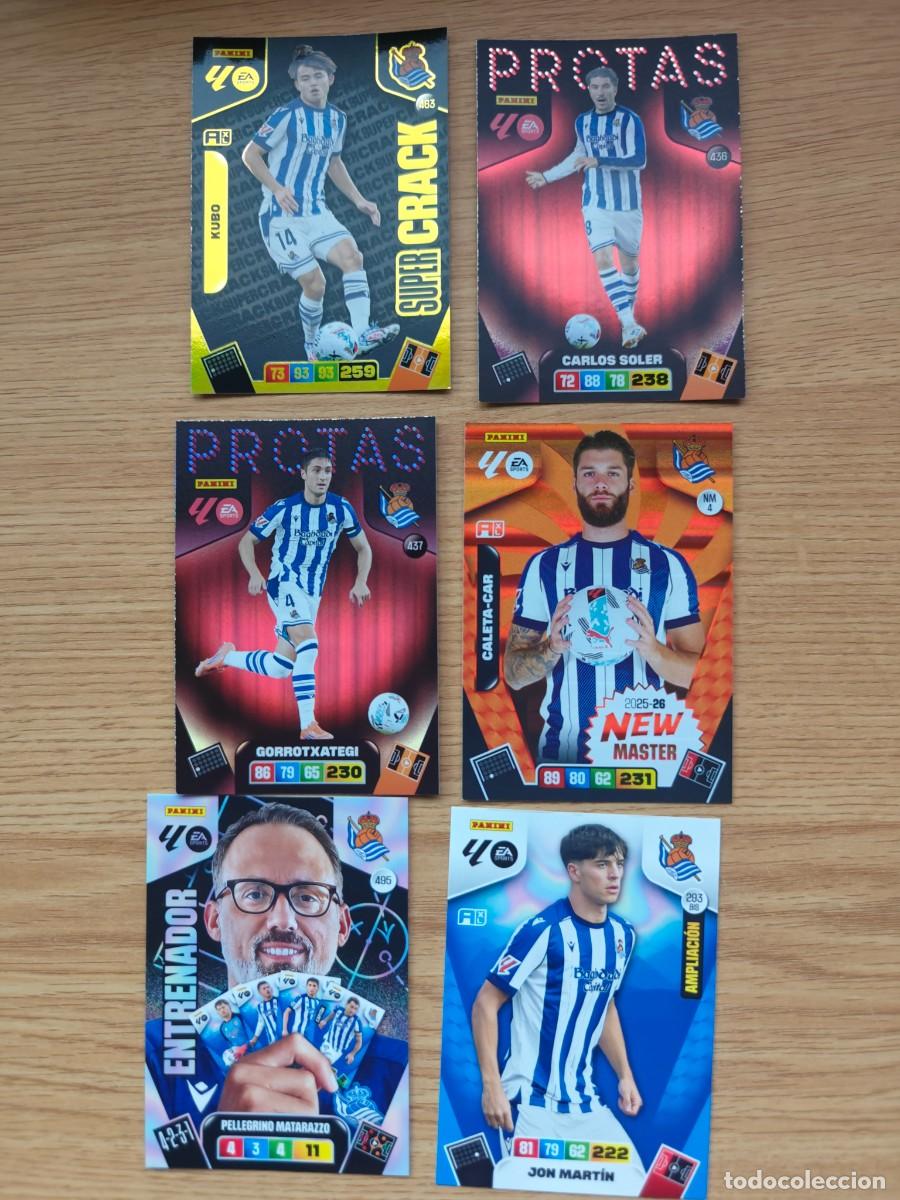 Coleccionismo deportivo: Lote 6 Cartas Adrenalyn XL 25 26 Real Sociedad Especiales y B&aacute;sicas 2025 2026