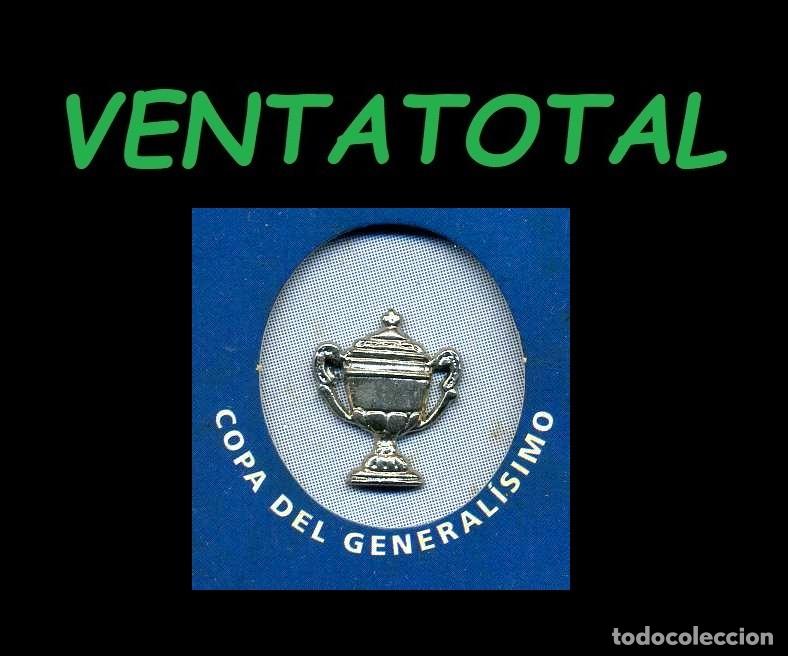Coleccionismo deportivo: ANTIGUO PIN DE FUTBOL PLATEADO DEL BARSA COPA DEL GENERALISIMO MEDIDA 2,5 X 2 CENTIMETROS