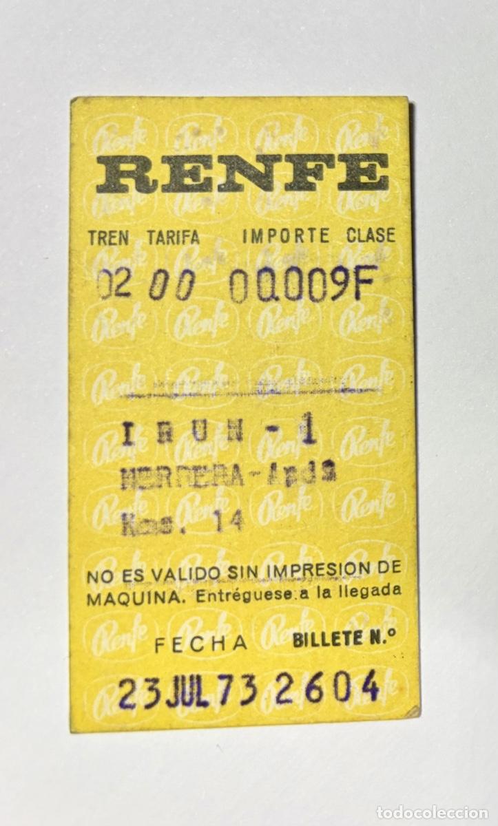 Coleccionismo deportivo: ANTIGUO BILLETE TREN FERROCARRIL RENFE - IRUN a HERRERA APEADERO